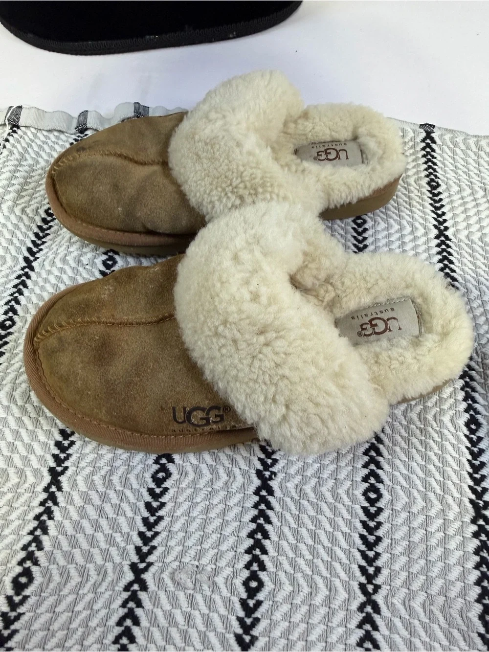 UGG Chestnut and Cream Shearling Kids Slippers